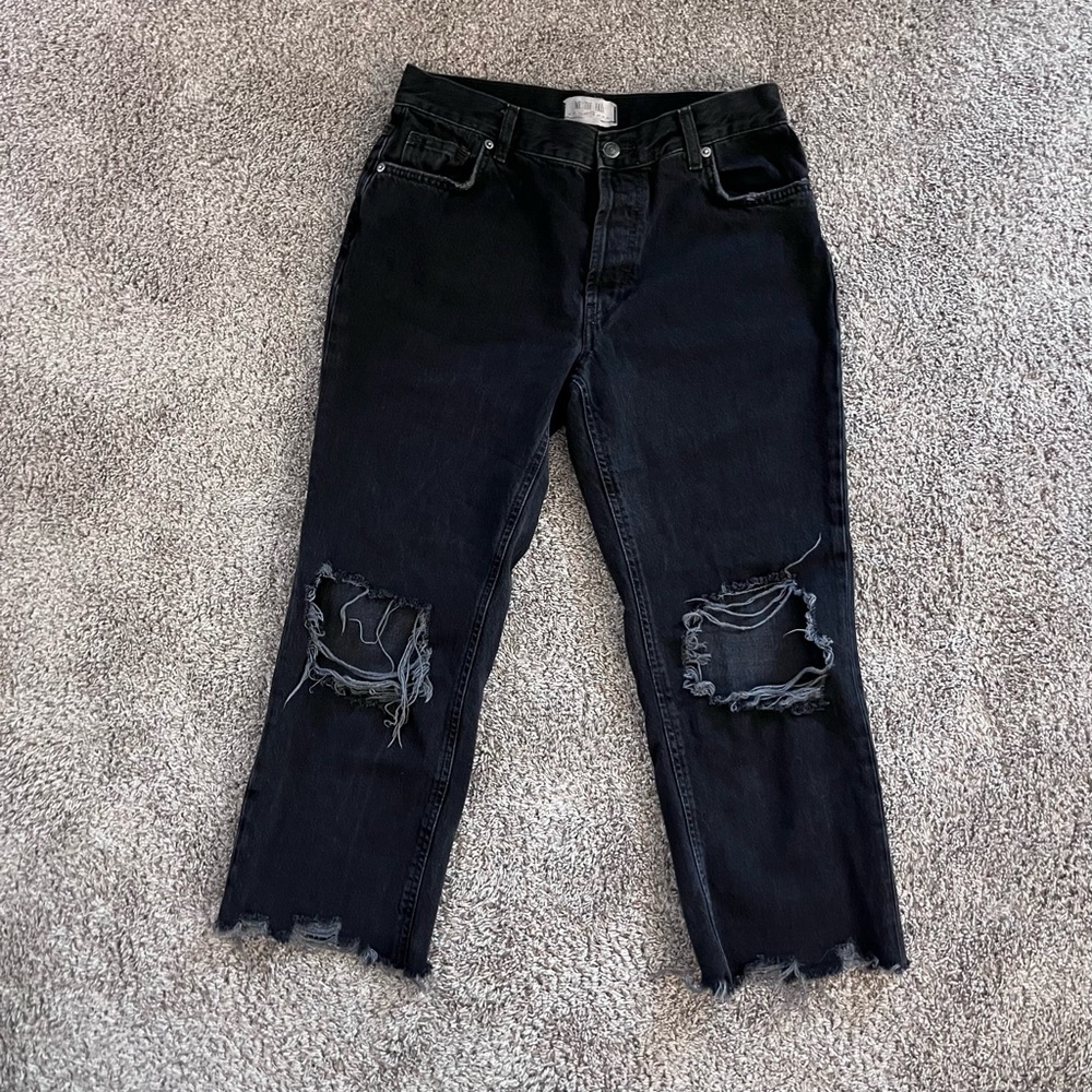 Free People We the Free Maggie Mid-Rise Straight-Leg Jeans size 28, wash black